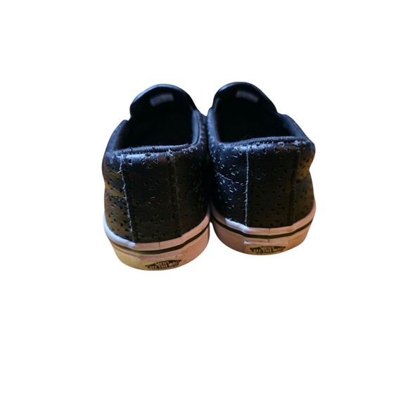 Women's Vans Black White Perforated Leather Loafer Slip-ons Size 6.5 - Picture 3 of 8